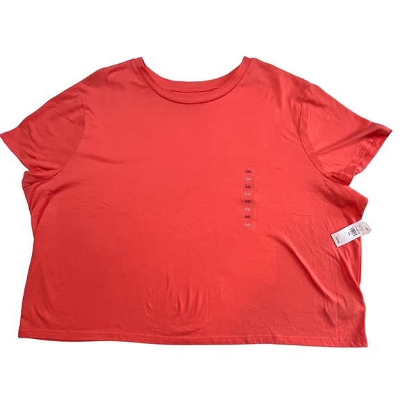 NWT GAP Orange Coral Shrunken Tee XXL‎ Organic Cotton Cropped Short Sleeve Plus - Picture 1 of 12
